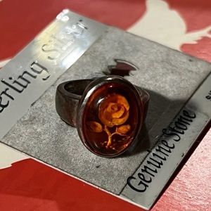 Baltic Amber sterling silver 925 rose ring